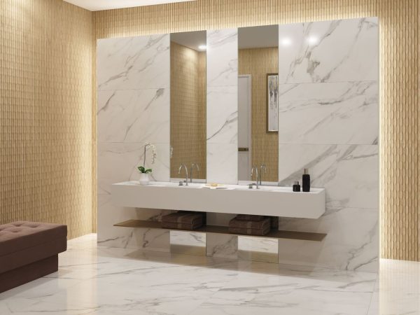 Плитка керамогранітна Calacatta White Nanotech POL 600x1200 Newker - Зображення 2