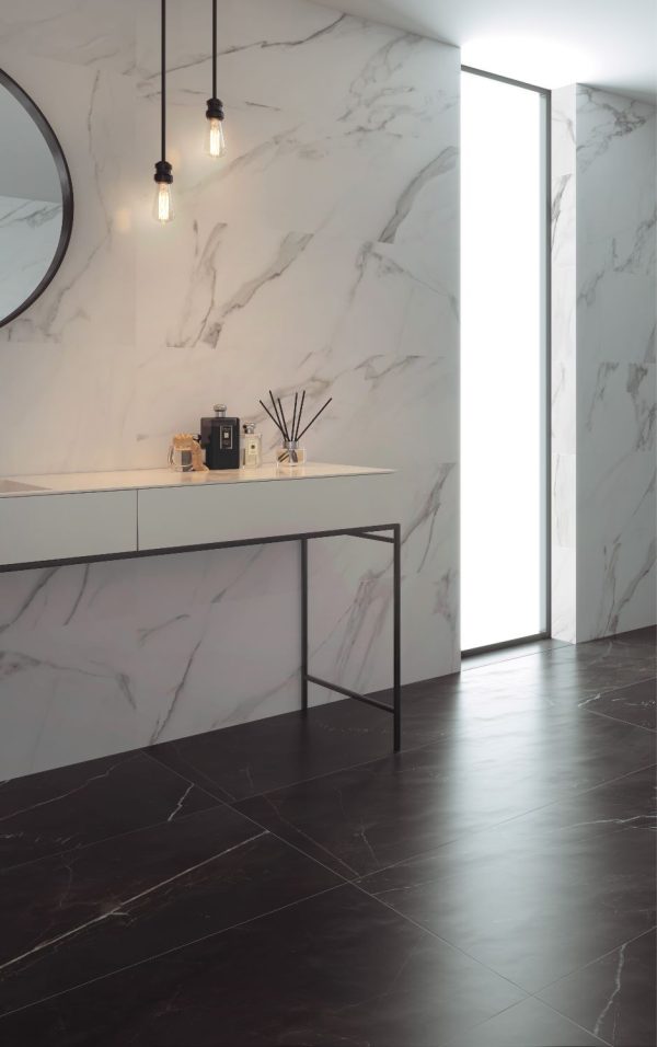Плитка керамогранітна Icon Nero Black MAT 600x1200 Newker - Зображення 2