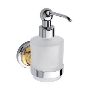 144209108 Retro Дозатор для рідкого мила настінний(скло,золото/хром),200мл, Bemeta