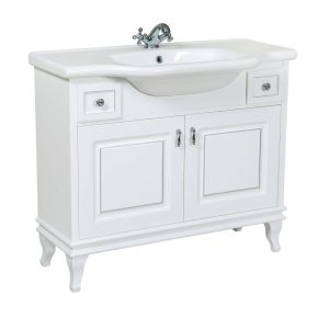 Шафка з умивальником Беатріче New Klasik Біла Патина Хром 100, Аква Родос