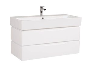 Шафка з умивальником підвісна Венеція Біла Пінто 100, Аква Родос