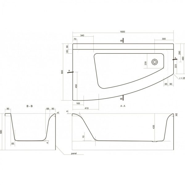 Ванна асиметрична права Virgo MAX 160x90, Cersanit - Зображення 3