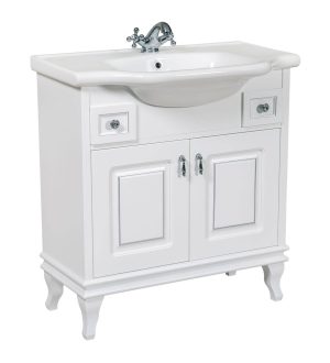 Шафка з умивальником Беатріче New Klasik Біла Патина Хром 80, Аква Родос