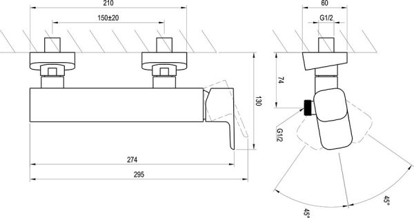 Змішувач для душу TD 032.00-150 10° X070066 RAVAK - Зображення 2