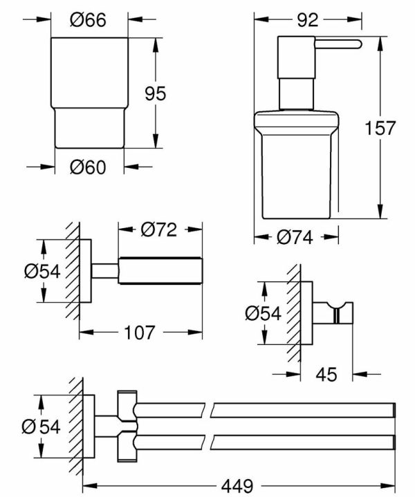 Набір аксесуарів 4 в 1 Essentials (40846001), Grohe - Зображення 5