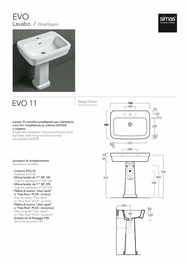 Умивальник Evolution 70 EVO11 SIMAS - Зображення 4