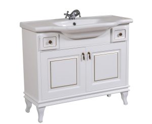 Шафка з умивальником Беатріче New Klasik Біла Патина Золото 100, Аква Родос