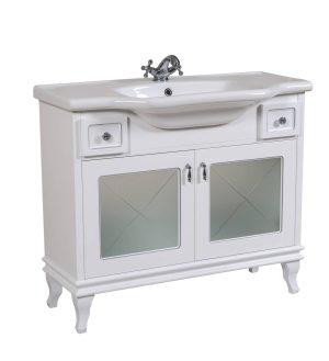 Шафка з умивальником Беатріче Люкс New Klasik Біла Патина Хром 100, Аква Родос