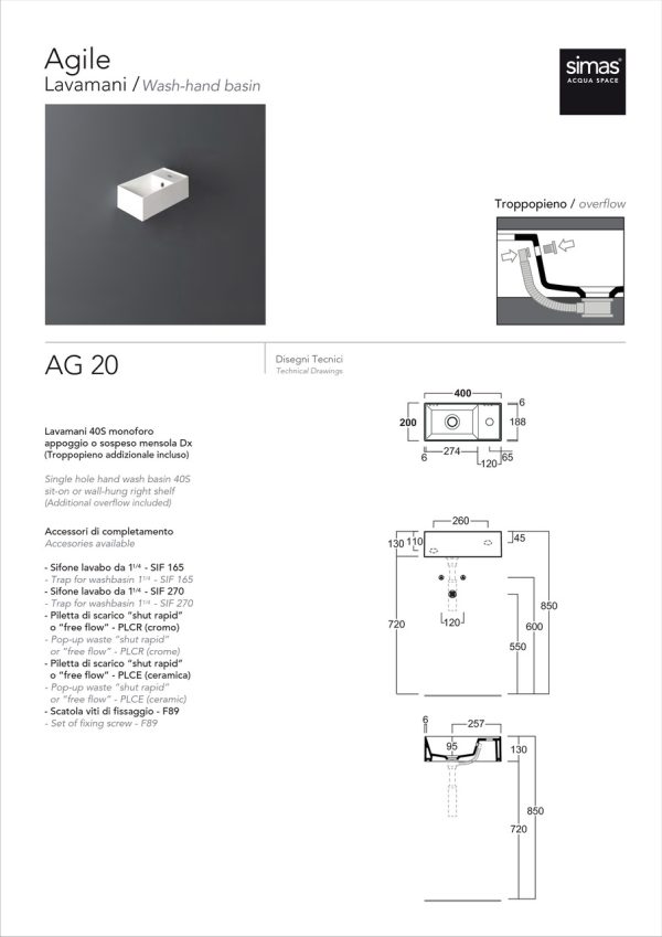 Умивальник AG 20 Agile (AG20) Glossy white SIMAS - Зображення 4