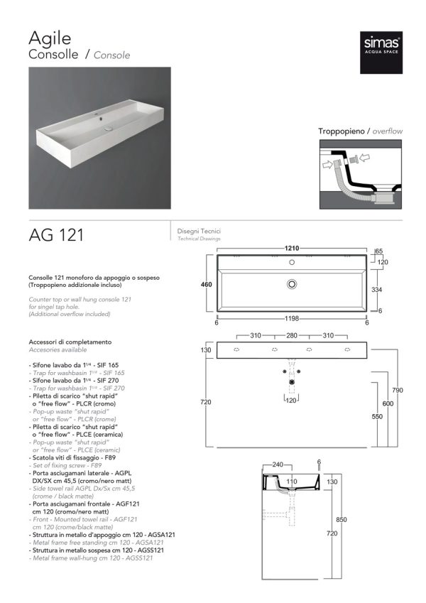 Умивальник AG 121 Agile (AG121) Glossy white SIMAS - Зображення 4