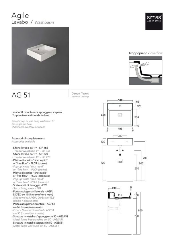 Умивальник AG 51 Agile (AG51) Glossy white SIMAS - Зображення 4