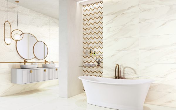 Плитка підлогова Calacatta Sparkle Gold SZKL RECT MAT 59,8x119,8 код 8750 Ceramika Paradyz - Зображення 2