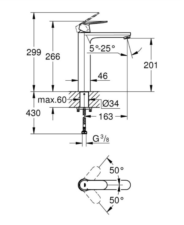 Змішувач для умивальника XL-Size Eurosmart Cosmopolitan (23921000), Grohe - Зображення 5