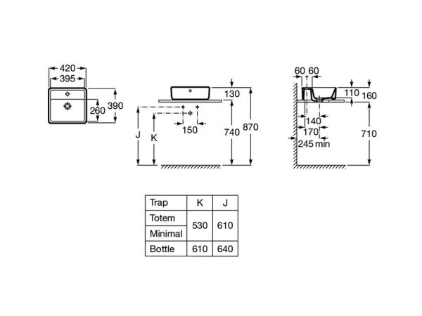 Умивальник Gap Square 420х390 (A3270MM000), Roca - Зображення 3