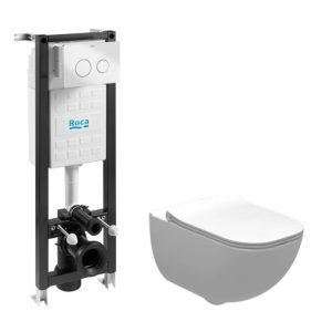 Комплект Інсталяція Eko Frame (A89P10T010) Roca + Унітаз Palo Rimless з кришкою (A34H137000) Roca