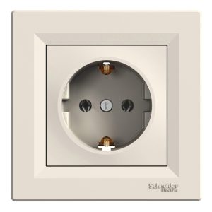 Розетка з заземленням Крем ASFORA (EPH2900123), Schneider Electric