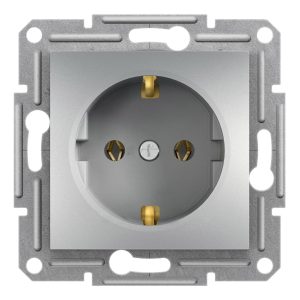 Розетка з заземленням Алюміній ASFORA (EPH2900161), Schneider Electric