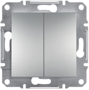 Вимикач 2-клавішний Алюміній ASFORA (EPH0300161), Schneider Electric