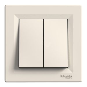 Вимикач 2-клавішний прохідний Крем ASFORA (EPH0600123), Schneider Electric