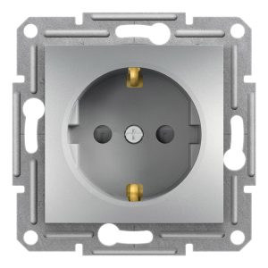 Розетка з заземленням Алюміній ASFORA (EPH2900261), Schneider Electric