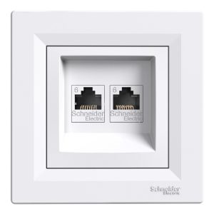 Розетка подвійна RJ45 кат. 6е UTP Білий ASFORA (EPH4800121), Schneider Electric