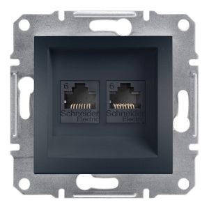 Розетка подвійна RJ45 кат 6е UTP Антрацит ASFORA (EPH4800171), Schneider Electric