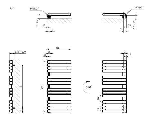 Рушникосушка 655x500 Warp S WGWAS065050K9M5GD Terma - Зображення 4