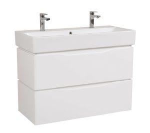 Шафка з умивальником підвісна Венеція Біла Пінто 100, Аква Родос