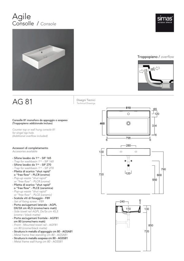 Умивальник AG 81 Agile (AG81) Glossy white SIMAS - Зображення 3