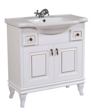 Шафка з умивальником Беатріче New Klasik Біла Патина Золото 80, Аква Родос