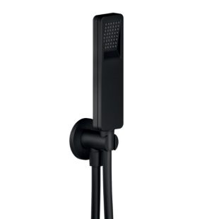 Душовий комплект AD146/49BM лійка 1-режимна, тримач для лійки настінний, шланг 150мм Velvet Black, підключення 1,2", чорний мат Nobili ІТАЛІЯ