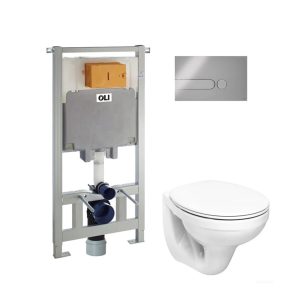 Комплект Інсталяція OLI 80 з кнопкою IPLATE Chrome 885342 + Унітаз Idol з кришкою M1310000U KOLO