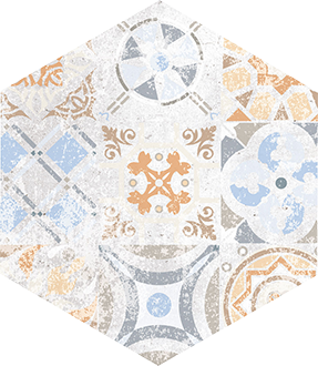 Плитка керамогранітна Flamenco Світло-сірий Heksagon 280x330x7,5 Nowa Gala