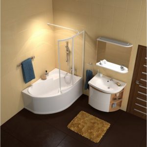 Шторка для ванни двохелементна VSK2 ROSA 150 L Transparent, (76P80100Z1) RAVAK