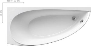 Ванна асиметрична ліва AVOCADO 150x75 L, RAVAK