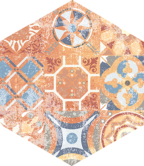 Плитка керамогранітна Flamenco Червоний Patchwork NAT 280x330x7,5 Nowa Gala