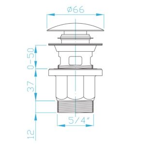 DVVPL01 Пластиковий низький зливний клапан для раковини, click-clack, хром (1 сорт)