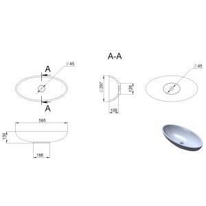 Раковина Nice 600х300 накладний, колір білий, покриття глянець (1 сорт)