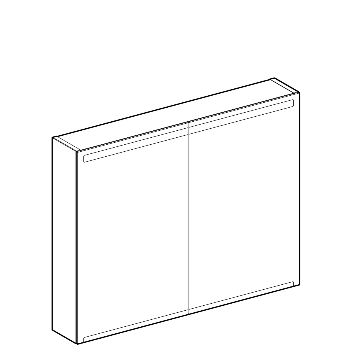500.583.00.1 Option Дзеркальна шафка 90 см, з підсвіткою, із 2 дверцятами: корпус дзеркальний, дверцята дзеркальні зовні та всередині (1 сорт) - Зображення 2