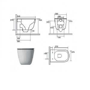 5114 30 Tribeca Унітаз підвісний безобідковий із шумоізоляцією та кріпленням WB9N, білий матовий (1 сорт)