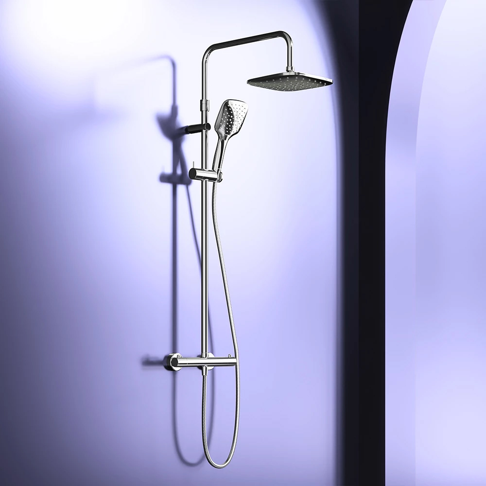 DX218092000 Option, душова система з ТМС для душу: верхній душ 230*230мм, ручний душ 120мм, хром (1 сорт) - Зображення 6