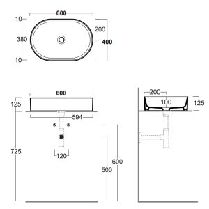 FO02  Folio Раковина на стільницю, овальна, moka (1 сорт)