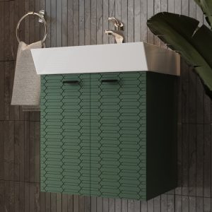 484050E Flow Тумба 50 з умивальником та ручками, смарагдовий матовий (1 сорт)