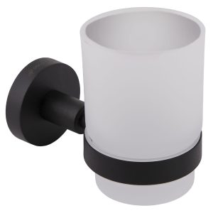 8121 (8562)   BLACK Склянка для зубних щіток GLORIA, скло, чорний мат (1 сорт)