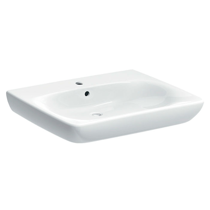 501.463.00.7 Selnova Comfort Умивальник 65см для людей з обмеженими фізичними можливостями, з 1 отв.під змішувач та переливом, білий глянець (1 сорт)