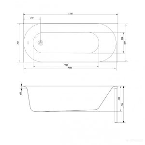S301-253 OCTAVIA Ванна прямокутна 170х70 + ніжки PW01 (1 сорт)