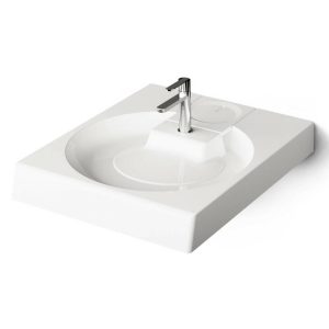 KICLAGRSIF/00 Claro Grande Раковина на пральну машину, з литого (штучного) каменю 60х75 з мильницею + сифон та кронштейни 2шт, білий (1 сорт)