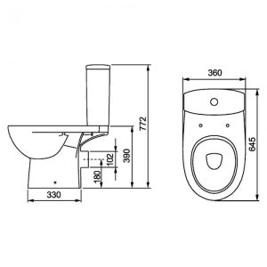 2395250UA STATUS Унітаз-компакт підлоговий, горизонтальний випуск, змивний бачок 3/6 л, нижній підвід, сидіння з кришкою Duroplast, Soft close, Click2Clean (1 сорт)