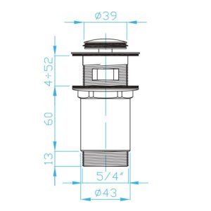 DVVCH01 Випускний клапан для раковини click-clack, хром (1 сорт)