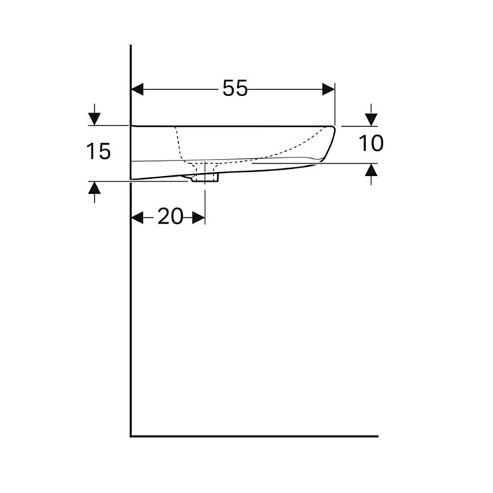 501.463.00.7 Selnova Comfort Умивальник 65см для людей з обмеженими фізичними можливостями, з 1 отв.під змішувач та переливом, білий глянець (1 сорт) - Зображення 3